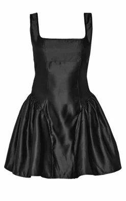 Black Bow Back Detail Skater Dress