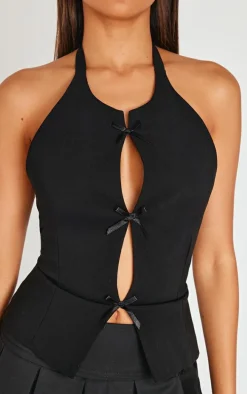 Black Bow Detail Long Top