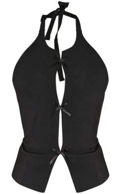 Black Bow Detail Long Top