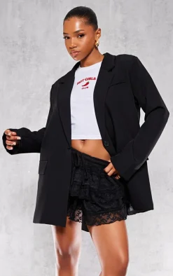 Black Bow Detail Oversized Blazer