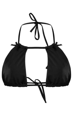 Black Bow Detail Tie Bikini Top