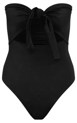 Black Bow Front Cut Out Swimsuit
