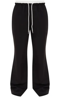 Black Boxer Detail Drawstring Waist Pants