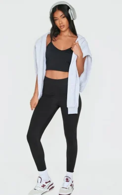 Black Brushed Sculpt Ruched Bum High Waist Sport Leggings