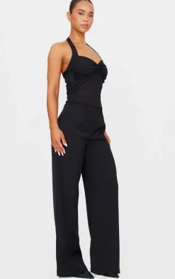 Black Burnout Mesh Halterneck Top