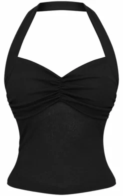 Black Burnout Mesh Halterneck Top