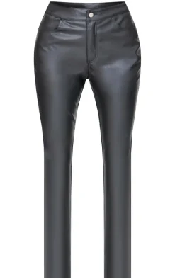 Black Button Up Faux Leather Skinny Pants