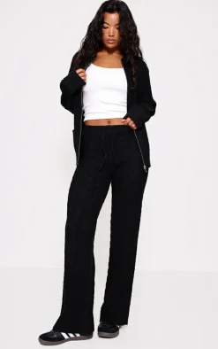 Black Cable Knit Collar Detail Zip Up Cardigan