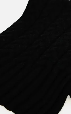 Black Cable Knitted Scarf