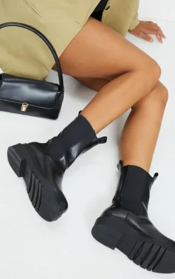 Black Calf High Chunky Chelsea Boot