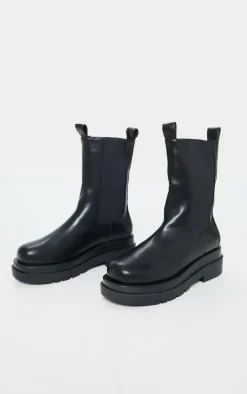 Black Calf High Chunky Chelsea Boot