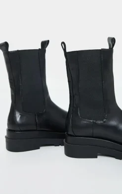 Black Calf High Chunky Chelsea Boot