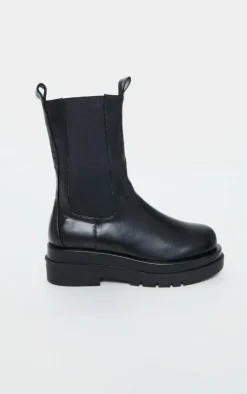 Black Calf High Chunky Chelsea Boot