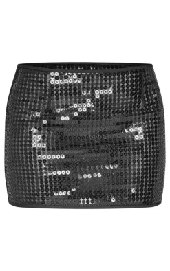 Black Chain Sequin Micro Mini Low Rise Skirt