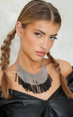 Black Chainmail Tassel Necklace