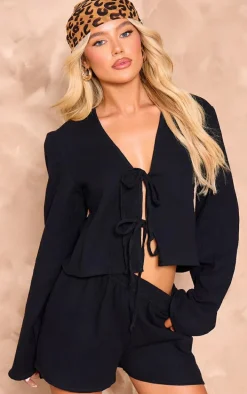 Black Cheesecloth Shorts