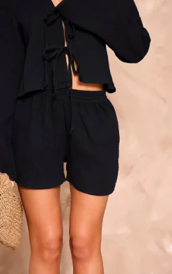 Black Cheesecloth Shorts