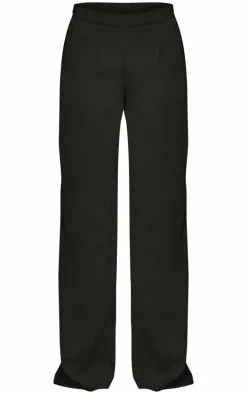 Black Chiffon Mid Rise Wide Leg Pants