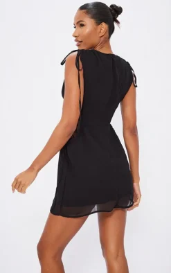 Black Chiffon Underwire Cut Out Detail Shift Dress