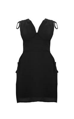 Black Chiffon Underwire Cut Out Detail Shift Dress