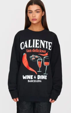 Black Chilli Wine & Dine Printed Sweatshirt