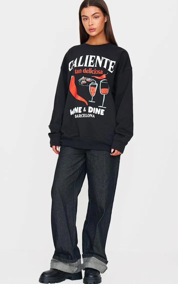 Black Chilli Wine & Dine Printed Sweatshirt