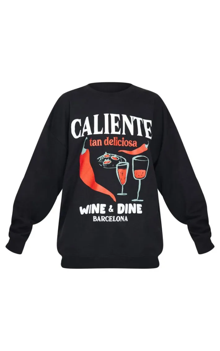 Black Chilli Wine & Dine Printed Sweatshirt