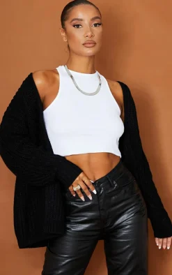 Black Chunky Knit Slouchy Cardigan