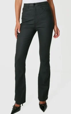 Black Coated Denim Flares