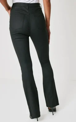 Black Coated Denim Flares