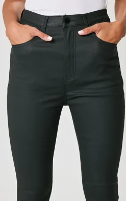 Black Coated Denim Flares