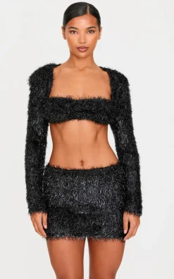 Black Confetti Look Micro Mini Skirt