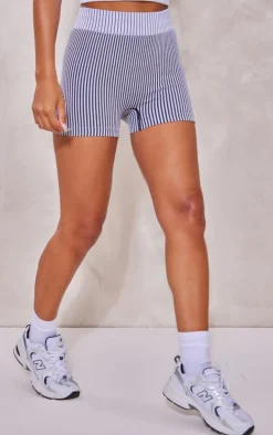 Black Contour Contrast Rib Hot Pants