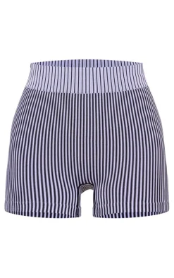 Black Contour Contrast Rib Hot Pants