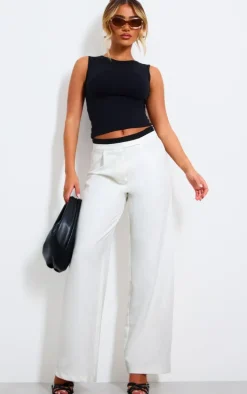 Black Contour Crew Neck Fitted Vest Top