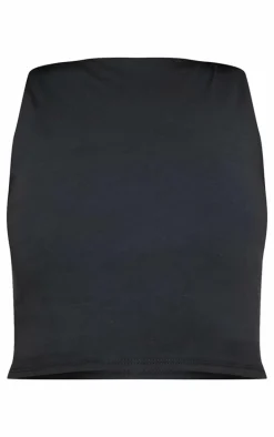 Black Contour Jersey Boat Neck Top