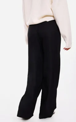 Black Contrast Double Waistband Detail Tailored Pants