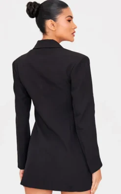 Black Contrast Lace Corset Blazer Dress