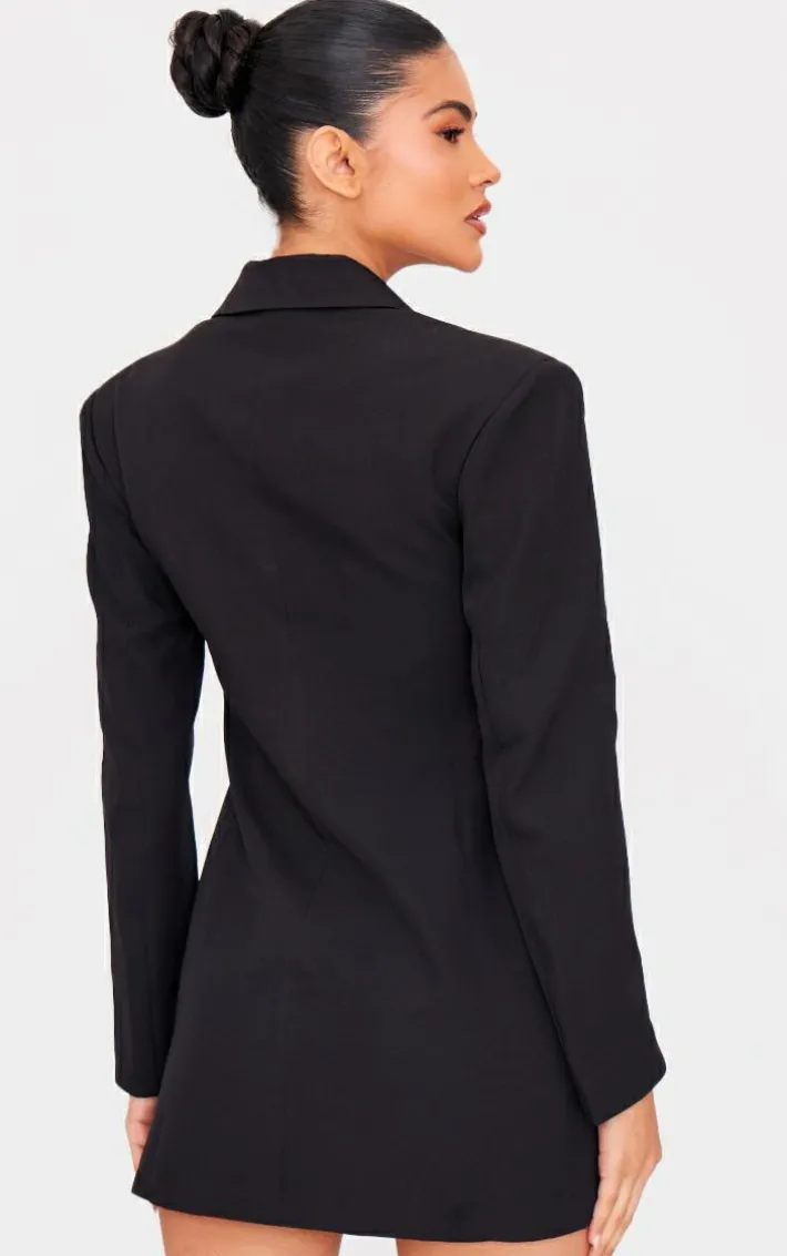 Black Contrast Lace Corset Blazer Dress