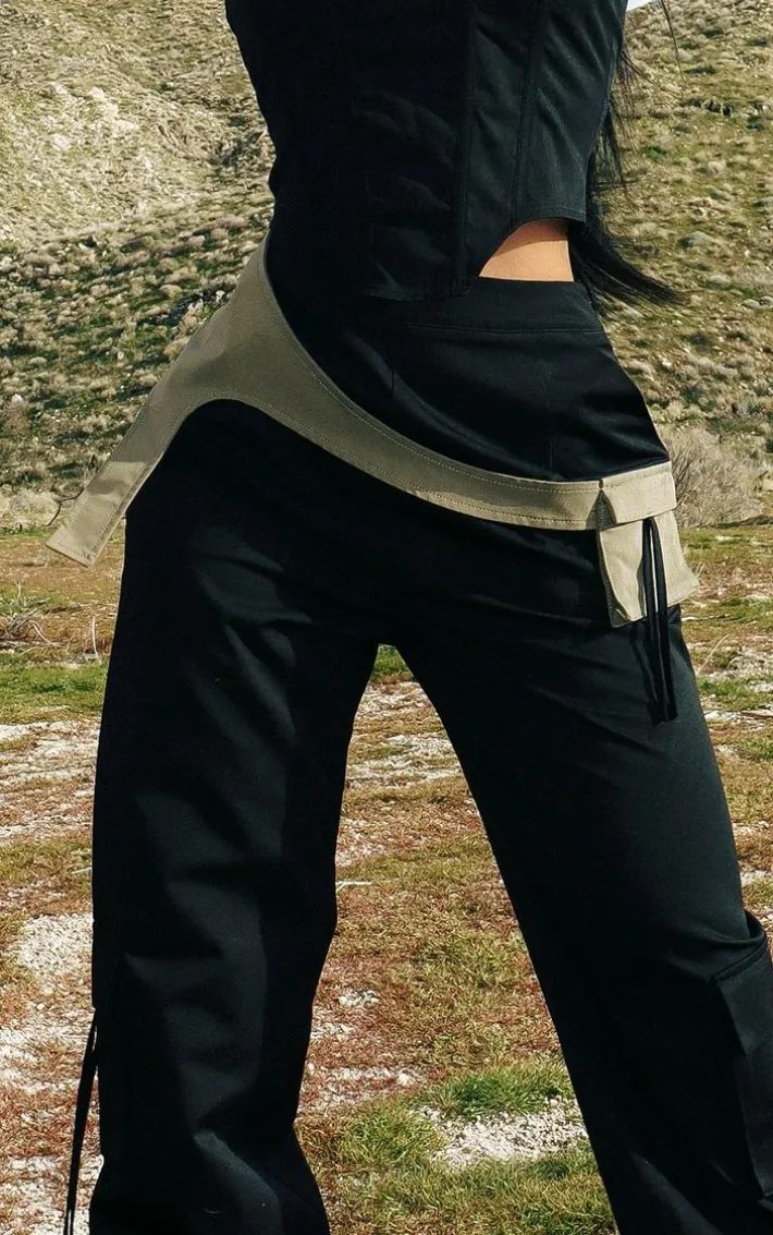 Black Contrast Panel Pocket Detail Cargos