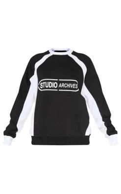 Black Contrast Panel Studio Archives Sweatshirt
