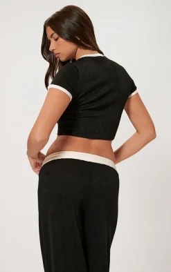 Black Contrast Short Sleeve Top