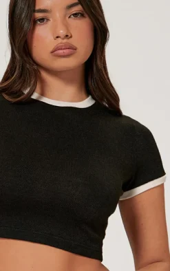 Black Contrast Short Sleeve Top