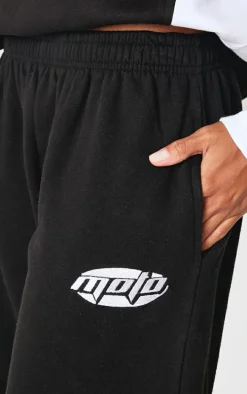 Black Contrast Studio Archives Embroidered Wide Leg Sweatpants