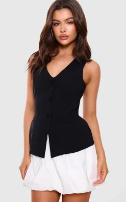 Black Contrast Tailored Puffball Shift Dress