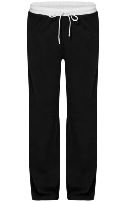 Black Contrast Wide Leg Pants