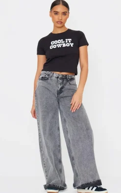 Black Cool It Cowboy Baby Doll Tee