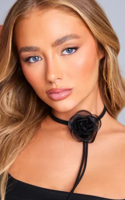 Black Corsage Tie Choker