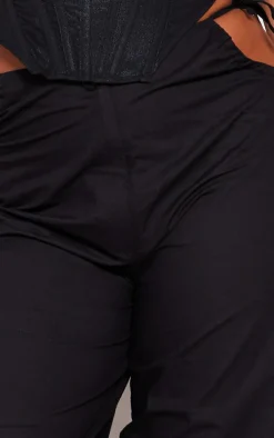 Black Cotton Cut Out Tie Side Pants