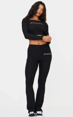 Black Cotton High Waist Flared Pants